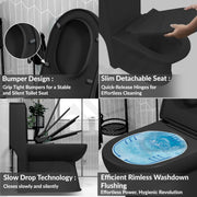 Plantex Platinum Ceramic S Trap Western Toilet/Western Commode/Rimless Washdown Flush for Toilet/Commode with Soft Close Toilet Seat Cover (Black)