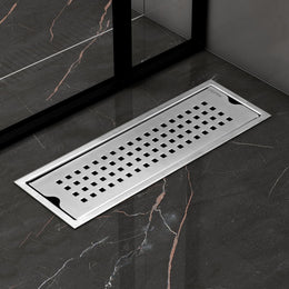 Plantex 304 Grade Stainless Steel Shower Water Drain Channel/12x4 Inch Floor Drain/Drainage Cover/Floor Drain Cover with Removable Grate - (PALO, Chrome)