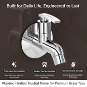 Plantex Pure Brass COL-1001 Water Tap for Bathroom with Water-Saving Technology Taps with Wall Mount Bib Tap/Basin Tap for Home- 7 Year Warranty (Chrome Finish)