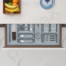 Plantex Cutlery Tray for Kitchen Drawer/Cutlery Cosmetic Stationary Organizer/Cabinet Cutlery Tray Organizer for Modular Kitchen - (Grey-32.5 X 18.5 INCH)