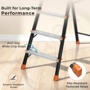 Plantex Allsafe Aluminium Step Ladder for Home/7 Step Anti Skid Ladder/Wide Step Ladder (Black & Orange))