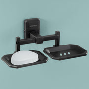 Plantex 304 Grade Stainless Steel Bathroom Accessories Set of 3 - Towel Stand/Napking Hanger/Dual Soap Holder for Bathroom - Darcy (Black)