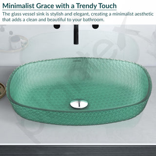 Plantex Luxury Glass Basin/Table Top Matt Wash Basin Over Counter/Countertop Basin for Bathroom & Living Room (Green - 21 x 15.5 x 4 Inch)