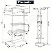 Plantex Stainless Steel Cloth Stand/Foldable Cloth Stand for Balcony/Stand for Cloth Drying with 4 Hangers (Chrome & Gray) Aeronest Jumbo