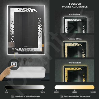 Plantex LED Mirror for Wash Basin with 3 Tone/Designer Mirror for Living Room/Bedroom/Dressing Room - Rectangle Shape (18 X 24 Inch)