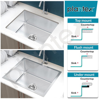 Plantex Guranteed Stainless Steel 304 Grade Kitchen Sink/Undermount Handmade Sink for Kitchen with 7 Years of Warranty by Plantex/Single Bowl Sink with All Fittings & Drying Rack(Matt - 16x18 Inches)