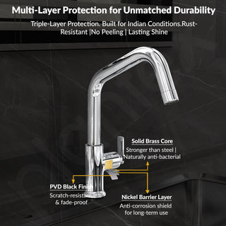 Plantex Pure Brass Sink Tap for Kitchen with 360° Swivel Spout/Kitchen Sink Tap with Water Saving Aerator-7 Year Warranty (BAL-513-Chrome)