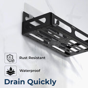 Plantex Shelf for Bathroom/Self-Adhesive Bathroom Organizer/Wall Mount/Shelf for Kitchen - Pack of 3 (Black)