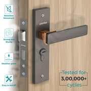Plantex Heavy-Duty Door Lock Set - Main Door Locks Handle Set/ 6-Lever Mechanism with 3 Years of Warranty/Mortise Locks with 3 Keys, Brass Lock Body & Cylinder(8116 - Satin Black & PVD Choco)