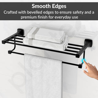 Plantex Space Aluminum Towel Rack for Bathroom/Towel Stand/Hanger/Bathroom Accessories(24 Inch-Black)