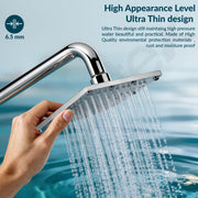 Plantex Stainless Steel Overhead Shower 6 x 6 inch with Water-Saving Technology/High pressure Rain Shower Head without Arm/Bathroom Shower -(Sandwich-Chrome)