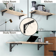 Plantex 12 Inch Foldable Shelf Bracket/GI Steel Multipurpose Bracket/L Bracket/Space Saving Bracket for Wall/Folding Table Bracket for Home & Office (Pair of 1, Black)