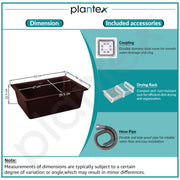 Plantex Quartz Matt Kitchen Sink/UV Protected Kitchen Sink/Undermount Sink for Kitchen/Metalic Single Bowl Sink with Coupling and Hose Pipe - Pack of 1 (21 x 18 inch, Choco Brown)