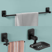 Plantex 304 Grade Stainless Steel Bathroom Accessories Set of 3 - Towel Hanger/Napking Holder/ Soap Holder for Bathroom - Darcy (Black)