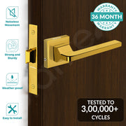 Plantex Heavy Duty Door Lock – Bathroom Door Lock/Mortise Keyless Handle Set for Home/Bathroom/Store Room/Balcony/Office with Baby Latch (605 - PVD Gold)