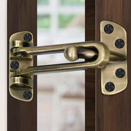 Plantex Security Latch for Home/Safety Door Lock for Home-Office- Hotel, Guard with High Security Auxiliary Lock Pack of 4 (Brass Antique)