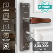 Plantex Heavy-Duty Door Lock Set - Main Door Lock Plate Handle Set/6-Lever Mechanism Mortise Locks with 3 Keys/Brass Locks Body & Cylinder (PTP-09- Satin Black & Rose Gold)