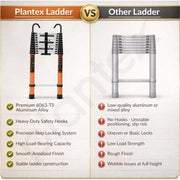 Plantex 14.5 feet (4.4m) Telescopic Ladder/Durable Steps/Collapsible Ladder for Home or Outdoor Work/Aluminium Telescopic Ladder - (Orange)