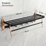 Plantex Towel Rack for Bathroom/Aluminium Towel Holder/24inch Towel Hanger/Bathroom Accessories - Pack of 1 (Black & Gold)