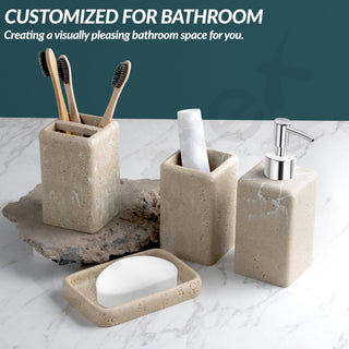 Plantex Polyresin Bathroom Accessories Set Soap Dispenser/Toothbrush Holder/Tumbler Holder/Soap Dish - 4 Piece(925)