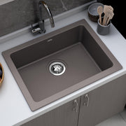 Plantex Quartz Acrylic Kitchen Sink/Undermount Sink for Kitchen with 10 Years Warranty by Plantex/Granite Single Bowl Kitchen Sinks with Coupling (Con-24x18 Inches)