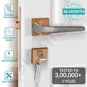 Plantex Premium Door Lock with 3 Years of Warranty/Main Door Lock for Home/Mortise Lock for Door - Main Door Lock Set (7091-PVD-Choco & Satin Black Matt)