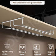 Plantex Wine Glass Rack/Wine Glass Holder for Cabinet/ Bar Glass Hanging Holder For Pubs/Kitchen/Bars (Double Line - L20 X W9 Inches), Hanging Shelves