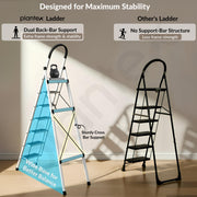 Plantex Steel Ladder for Home/Strong Foldable Wide 7 Step Ladder/Anti-Skid 7 Step Ladder - (Apex - White)