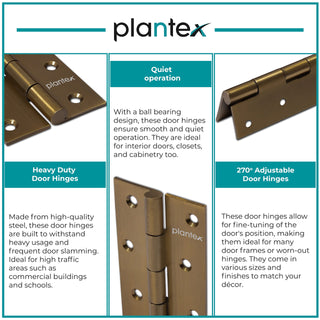 Plantex Heavy Duty Stainless Steel Door Butt Hinges 5 inch x 12 Gauge/2.5 mm Thickness Home/Office/Hotel for Main Door/Bedroom/Kitchen/Bathroom - Pack of 24 (Brass Antique)