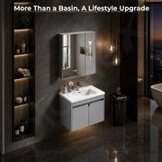 Plantex Wall Mount Vanity Cabinet with Washbasin and Mirror/Rectangular Basin with Cabinet for Bathroom - (Clara - 600, Grey)