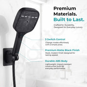 Plantex Hand Shower for Bath/3 Mode Multifunctional Shower/5-Inch ABS Plastic Silicone Handheld Shower/Easy Mode Switching – (Black, APS-609)