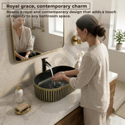 Plantex Table Top Wash Basin For Bathroom/Designer Ceramic Basin/Countertop Vessel Sink Basin - Indo-European Collection (20 x 13 x 6 Inch)