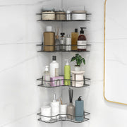 Plantex Corner Shelf for Bathroom/Bathroom Organiser Without Drill/Kitchen Organiser/Shelf For Corner(Black-Pack of 4) Alloy Steel