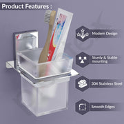 Plantex 304 Grade Stainless Steel Glass Tumbler Holder/Toothbrush Holder for Bathroom/Bathroom Accessories - Crystal (Chrome)