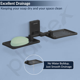 Plantex 304 Grade Stainless Steel Double Soap Holder Stand for Bathroom and Wash Basin/Bathroom Accessories - Senso (Black)