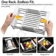 Plantex Sink Strainer Basket/Stainless Steel & ABS Plastic Vegetable Washing Sink Strainer/Kitchen Storage Rack Stand- Pack of 1 (White)
