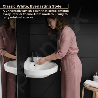 Plantex White Corner Wash Basin/Wall Mount Basin for Bathroom/Ceramic Tabletop Basin with 10 Years Glaze Warranty by Plantex/Small Corner Sink (Breva, 14.5 x 14.5 x 5 Inch)