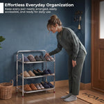 Plantex Stainless Steel Shoe Rack for Home/3 Tier Slipper Stand for Home & Outdoor/Durable Shoe Organizer Stand/Space Saving Footwear Rack - (Silver)