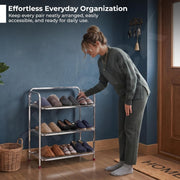 Plantex Stainless Steel Shoe Rack for Home/3 Tier Slipper Stand for Home & Outdoor/Durable Shoe Organizer Stand/Space Saving Footwear Rack - (Silver)