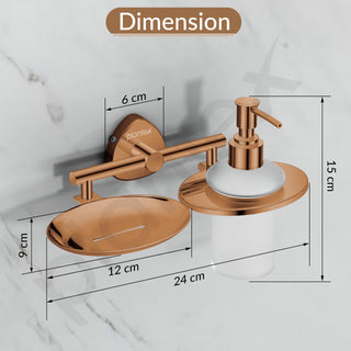 Plantex J4 Stainless Steel Soap Dish with Liquid Dispenser/Soap Stand for Bathroom Wall Mount/Shampoo Dispenser/Bathroom Accessories (PVD Rose Gold Finish) Angel
