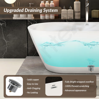 Plantex Freestanding Bathtub For Bathroom/Bath tub for Adults/Deep Soaker Bathtub with Overflow, Popup and Drain Pipe (BSM-203-White-1500mm)