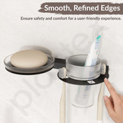 Plantex Soap Dish with Tumbler Holder for Bathroom/Stainless Steel Glass soap Holder wtih Toothbrush Stand/Bathroom Accessories - Pack of 1 (Black)