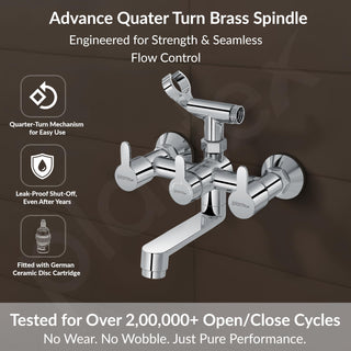 Plantex Telephonic Brass Wall Mixer for Bathroom 2 in 1/Spout Mixer Tap/Hand Shower/Mixer Tap for Bathroom with 7-Year Manufacturer's Warranty-(Flo-817 Chrome)