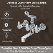 Plantex Telephonic Brass Wall Mixer for Bathroom 2 in 1/Spout Mixer Tap/Hand Shower/Mixer Tap for Bathroom with 7-Year Manufacturer's Warranty-(Flo-817 Chrome)