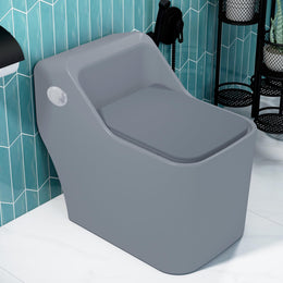 Plantex Imported Ceramic Commode/Rimless Siphonic Western Toilet/S Trap Floor Mounted Commode with Soft Close Toilet Seat Cover (Matt Grey)