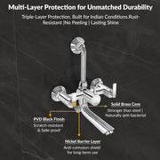 Plantex Wall Mixer for Bathroom 2 in 1 with L-Bend Provision for Overhead Shower/Mixer Tap for Bathroom with Water Saving Nozzle Tap- 7 Year Warranty (Bal-518-Chrome)