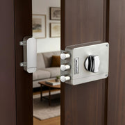 Plantex Brass Tri-Bolt Lock For Main Door/Heavy Duty Door Lock With 4 Keys/Suitable On Single Door For Home/Office/Hotel - 5 Years Warranty (Satin White & Chrome )