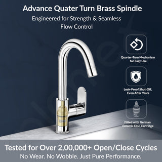Plantex Pure Brass Kitchen Sink Tap with Water Saving Aerator/Sink Tap for Kitchen Basin with Brass Wall Flange and Teflon Tape-7 Year Warranty (ORN-212-Chrome)