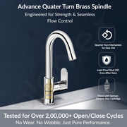 Plantex Pure Brass Kitchen Sink Tap with Water Saving Aerator/Sink Tap for Kitchen Basin with Brass Wall Flange and Teflon Tape-7 Year Warranty (ORN-212-Chrome)