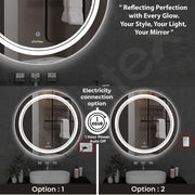 Plantex Glass Mirror With Light With 3 Tone/Touch Wall Mount Mirror For Bedroom/Dressing Room/Living Room - Round Shape (24 Inch), White